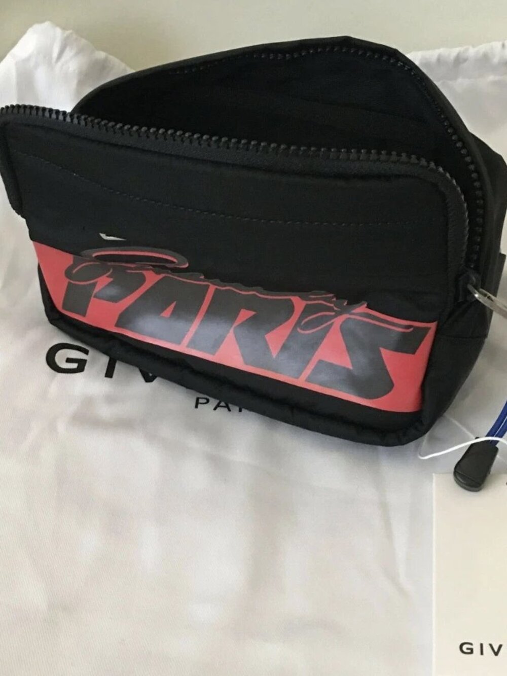 GIVENCHY PARIS UT3 Logo Paris Waist Bag Bum Shoulder Black SLING